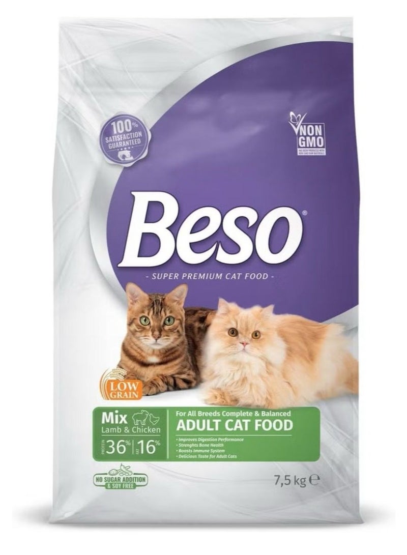 بيسو اكل جاف بيسو للقطط البالغة باللحم والدجاج 7.5 كيلو - Image 1